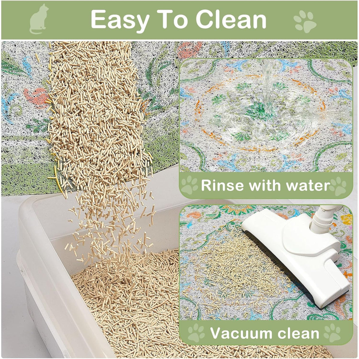 Glittme Cat Litter Mat 33"x22" Non-Slip Washable Trapping Mat for Cats
