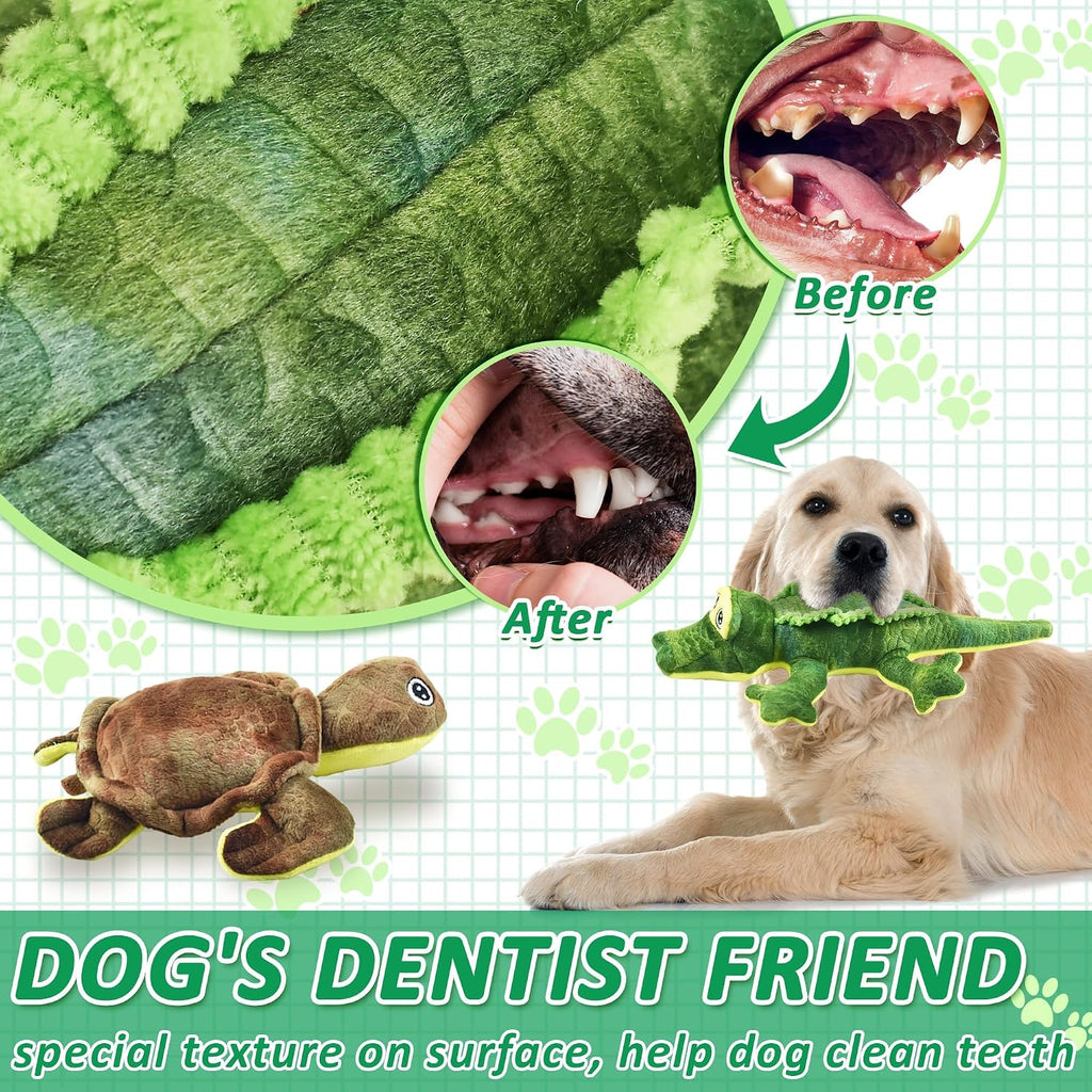 LECHONG Stuffed Animal Dog Toys, 5 Pack Tough Squeaky Dog Toys, Plush Toys Assortment, Great Value Pet Toys Bundle, Wood