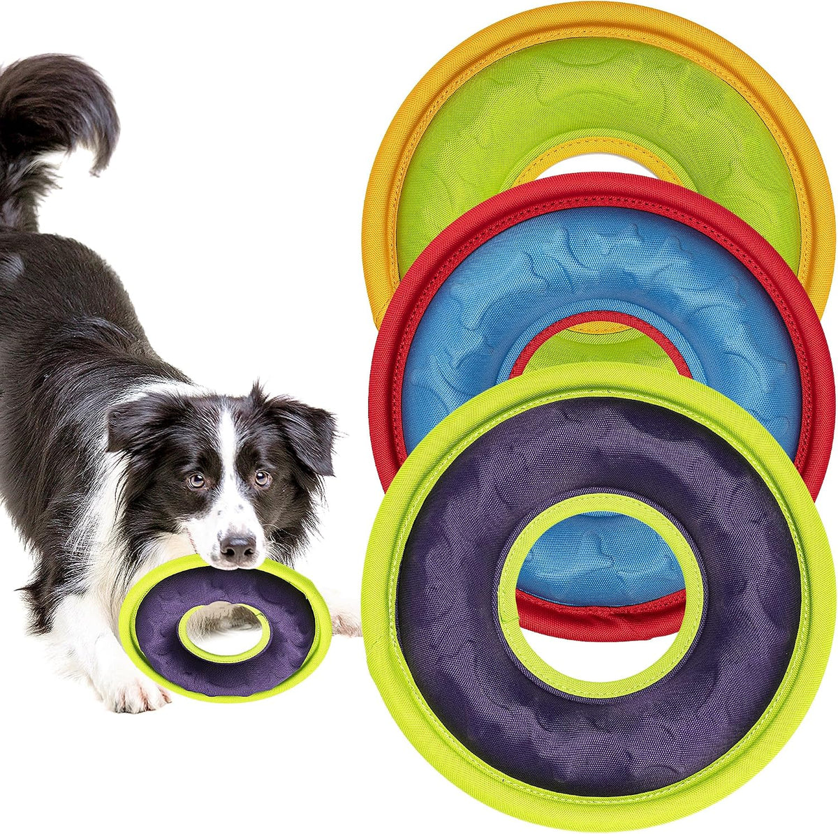 3 Pcs Flying Discs, Interactive Flyer Toys, Feedable Lightweight Catch and Fetch Toys for Small Medium Large Dogs, Float