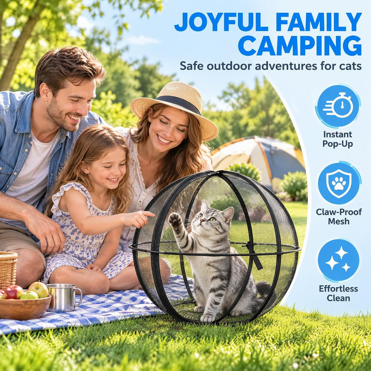 27'' Cat Hamster Ball for Outside, 360° Pop Up Cat Outdoor Play Enclosure