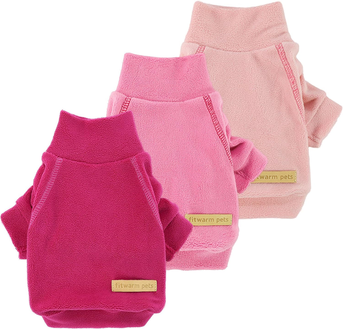 Fitwarm 3 Pack Classic Fleece Dog Sweater, Turtleneck Dog Sweatshirt, Dog Winter Clothes for Small Dogs Girl, Pet Pullov