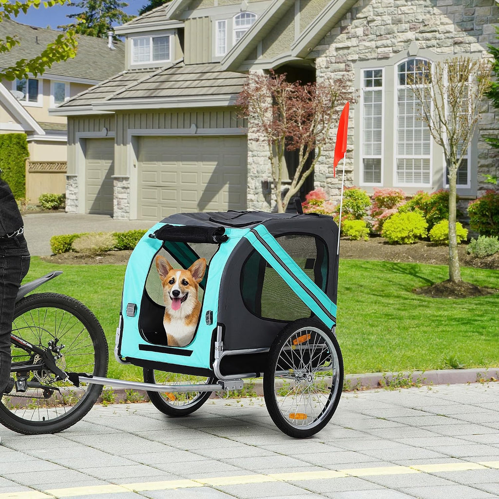 Aosom Dog Bike Trailer Easy Folding Cart Frame 20" Wheels