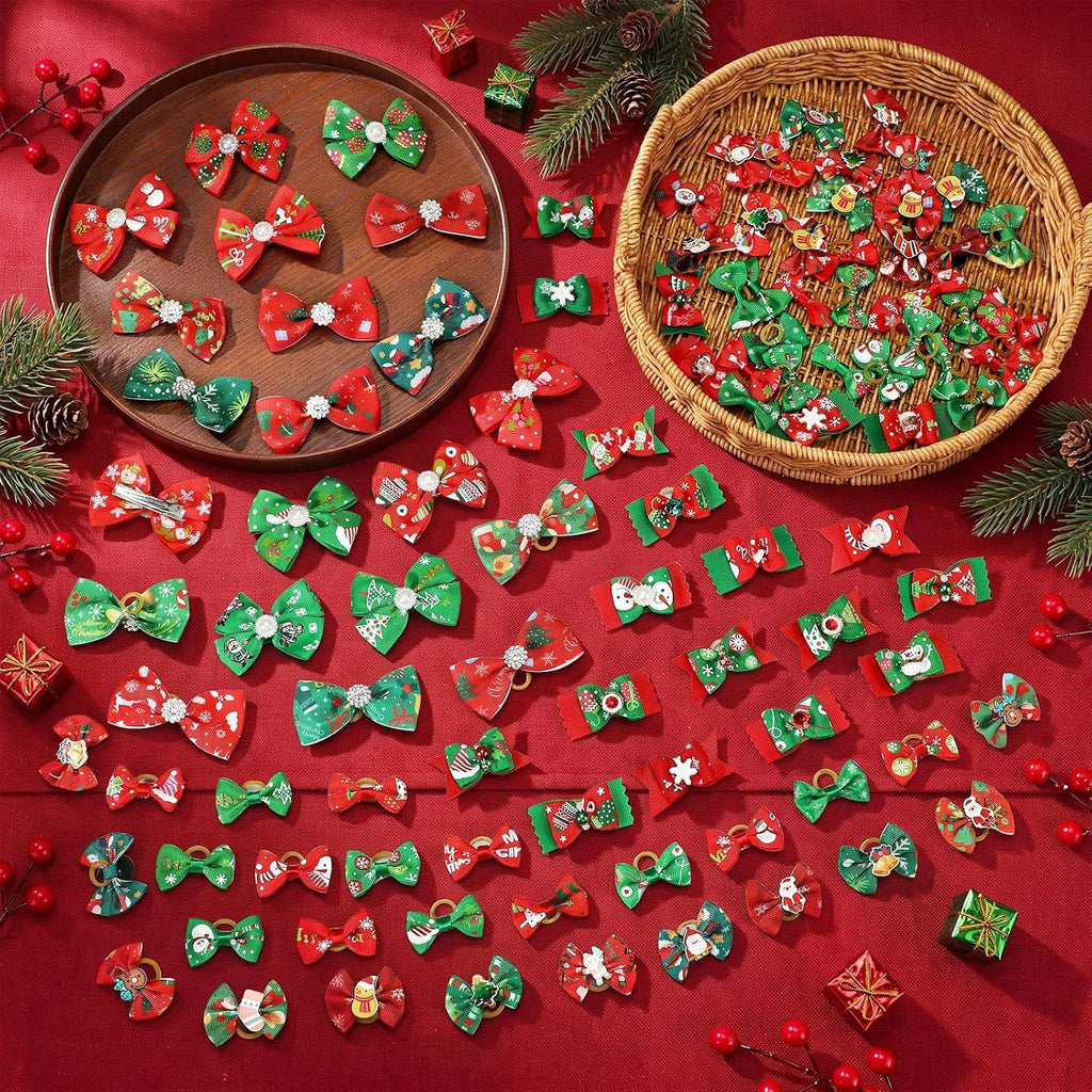 150 Pcs Christmas Dog Hair Bows Grooming Bows Bulk