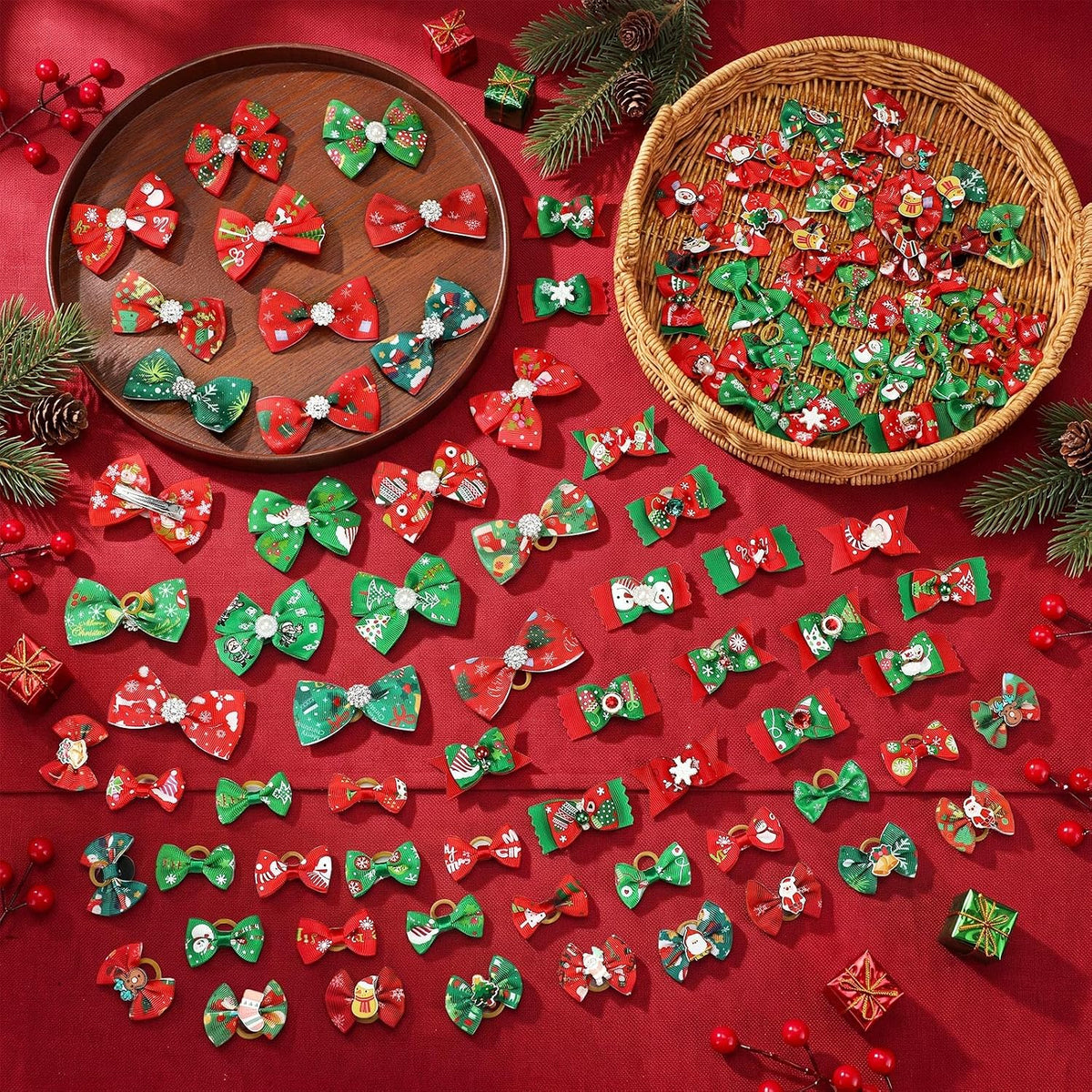 150 Pcs Christmas Dog Hair Bows Grooming Bows Bulk