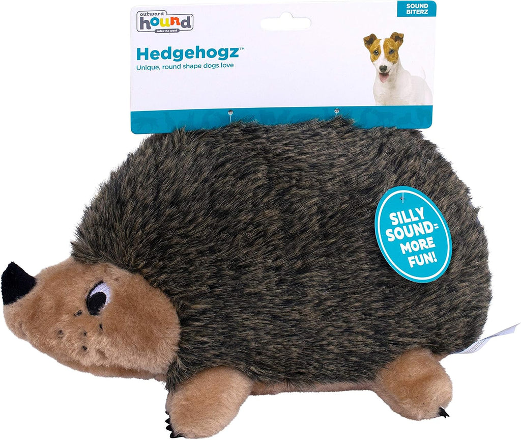 Outward Hound Hedgehogz Plush Dog Toy, Squeaks & Grunts, Large, 12" x 7"