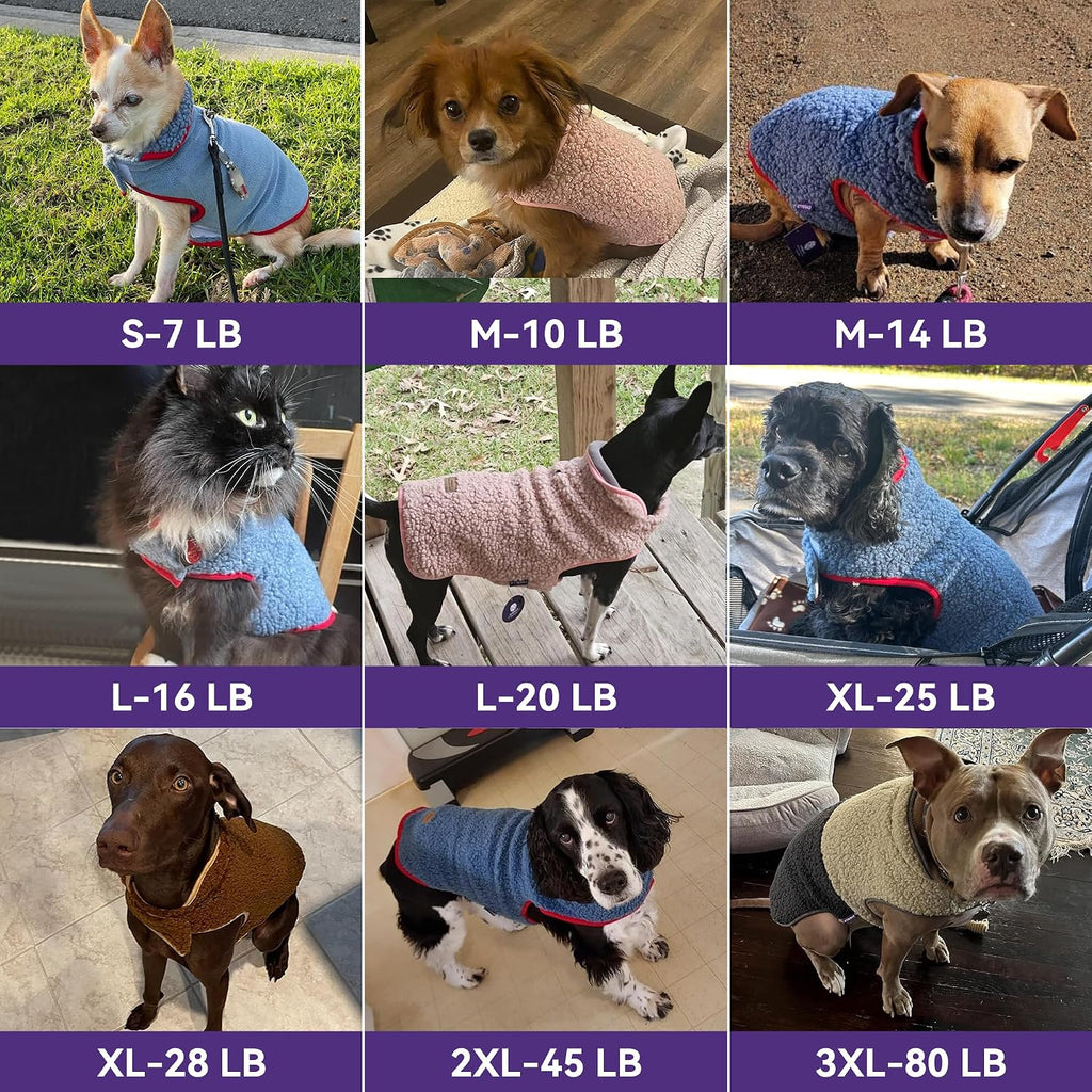 Sherpa Dog Coat Reversible Dog Jackets for Small Dogs, Pink, M