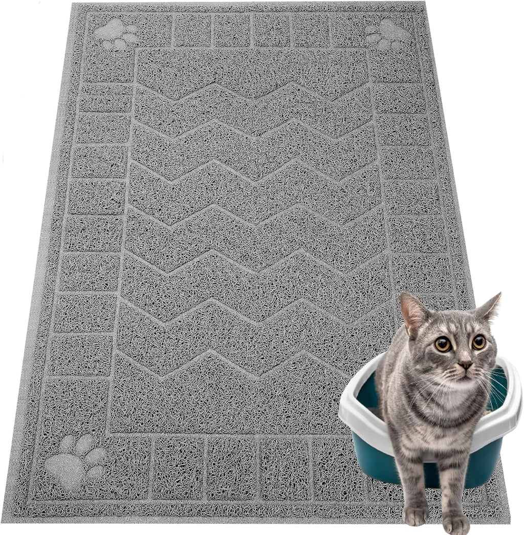 Cat Litter Box Mat, 35" x 24" Large Waterproof Litter Trapping Mat