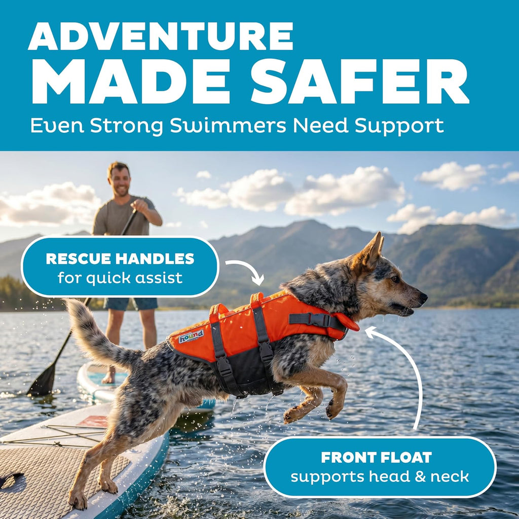 Outward Hound Granby Splash Dog Life Jacket, Life Vest, Orange, Medium
