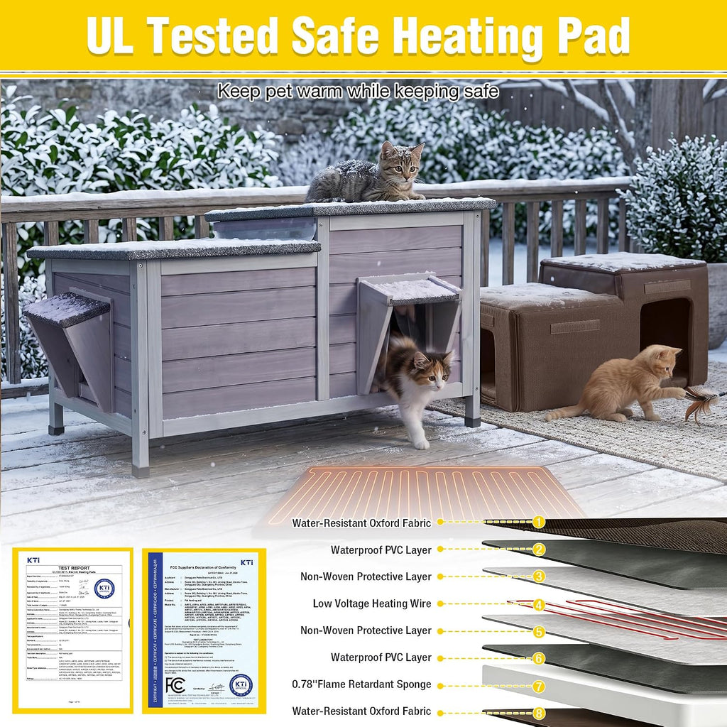 Aivituvin Heated Cat House Outdoor Weatherproof Insulated for Cats