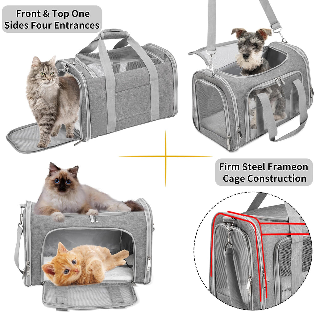 LEHNI Soft-Sided Cat/Dog/Pet Carrier, Collapsible Pets Travel Carriers