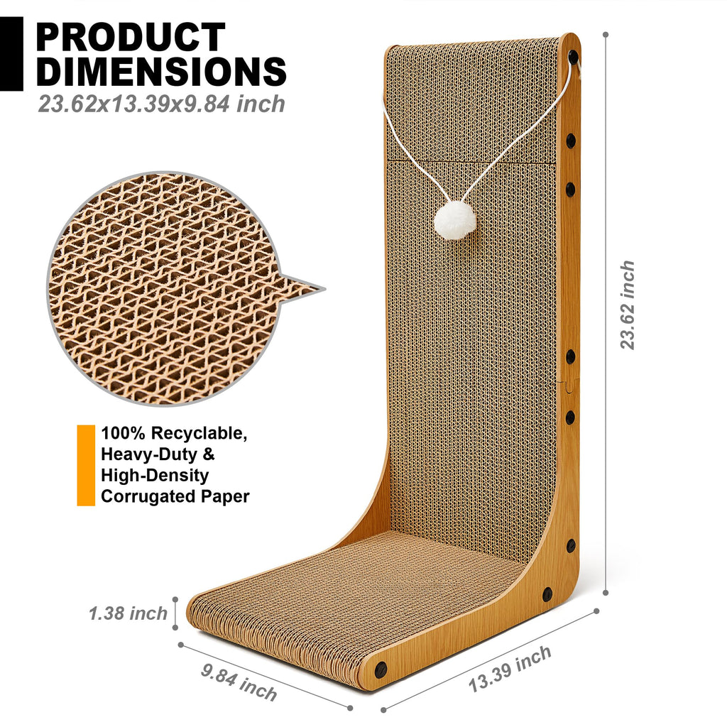 Markarbarka 23.6 IN L-Shaped Cardboard Cat Scratcher, 2-Pack for Indoor Cat