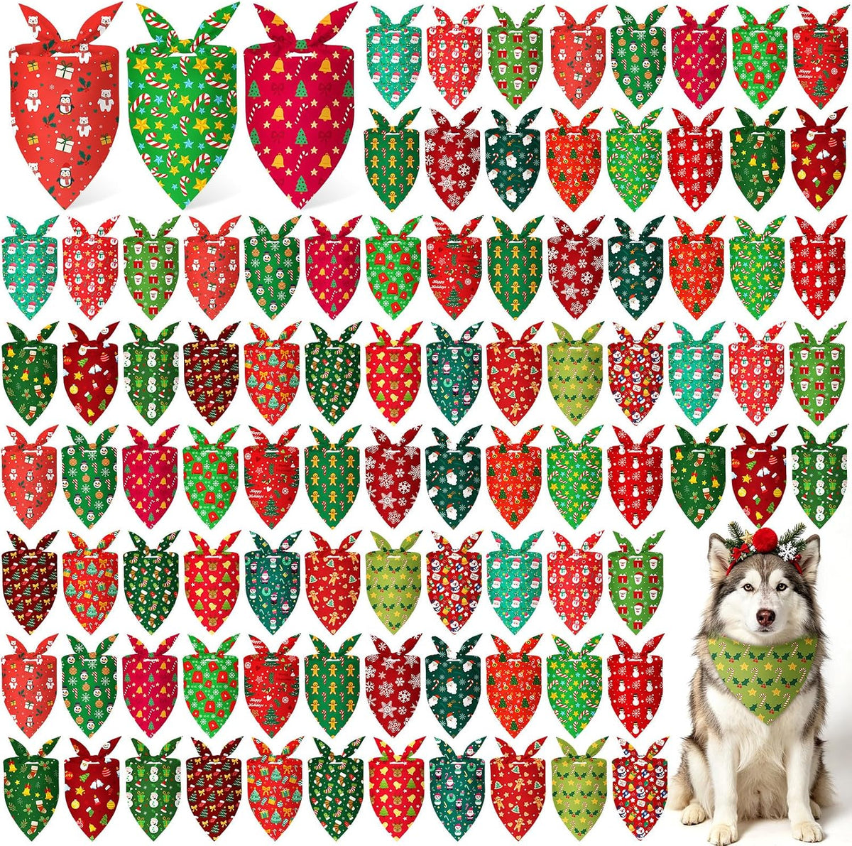 Abbylike 100 Pcs Fall Thanksgiving Dog Bandanas Bulk, Leaf Pumpkin Acorn