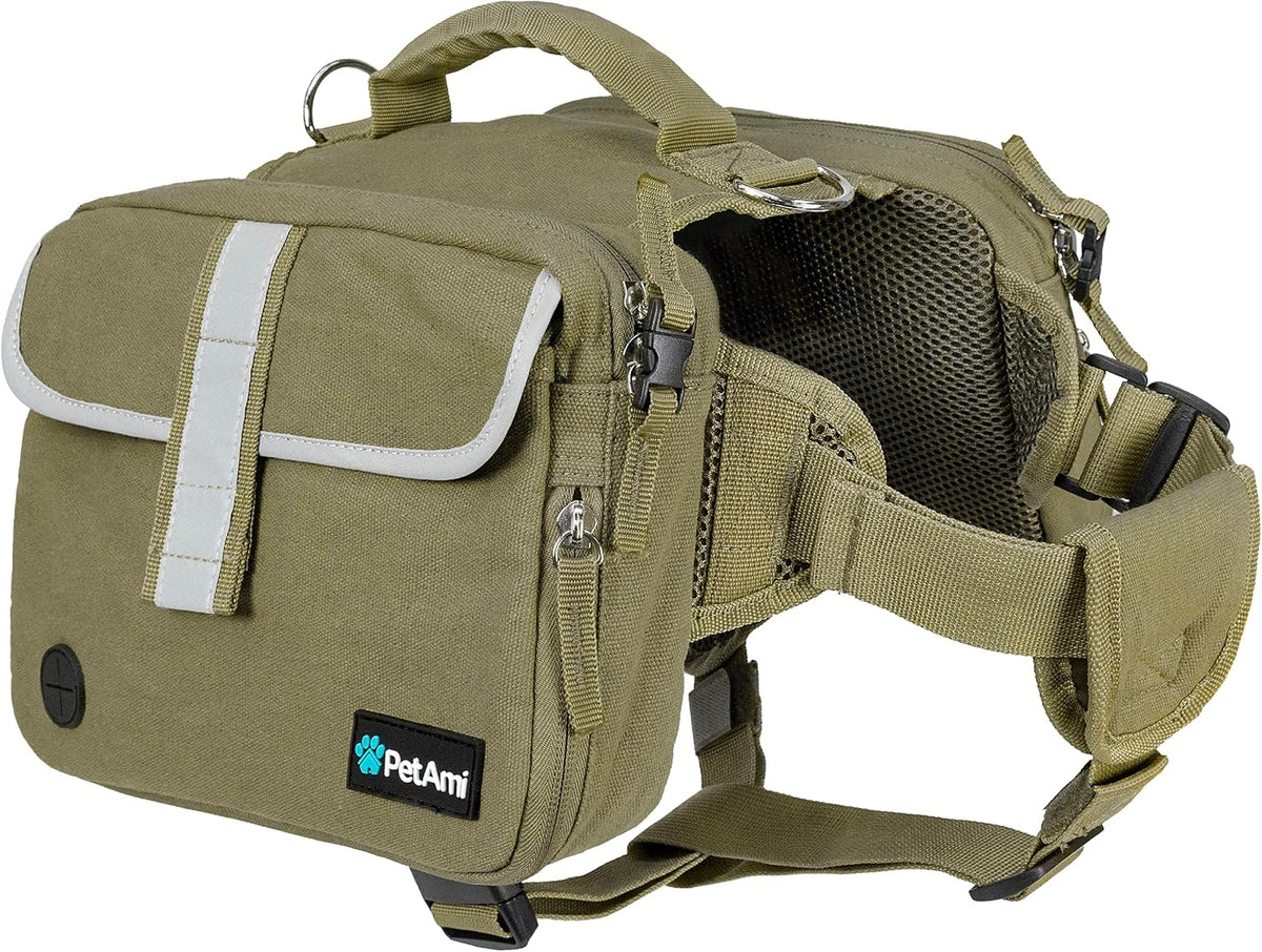 PetAmi Dog Backpack for Medium Large Dogs, Saddle Bag (Orange, Large)