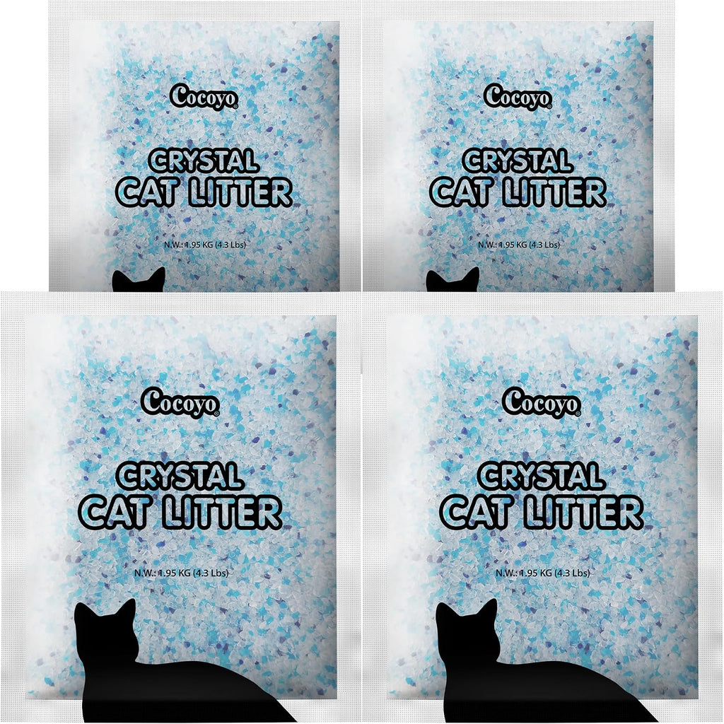 COCOYO Crystal Cat Litter I Silica Gel Cat Litter, 17.2 Lbs Value Pack (4.3 Lbs x 4)