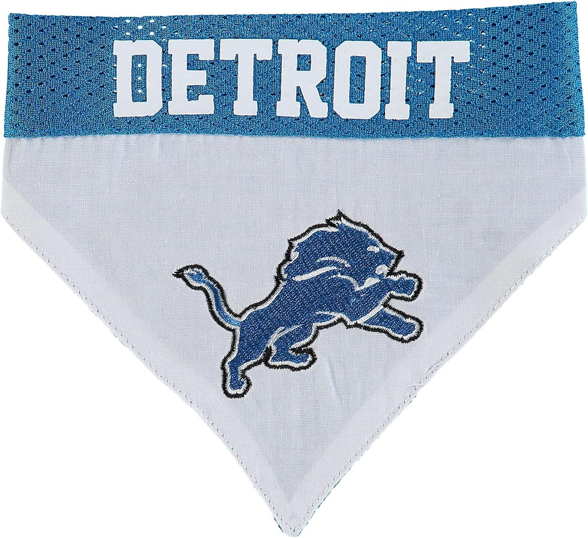 NFL DOG BANDANA - DETROIT LIONS REVERSIBLE PET BANDANA. 2 Sided Sports Bandana with a PREMIUM Embroidery TEAM LOGO, Larg