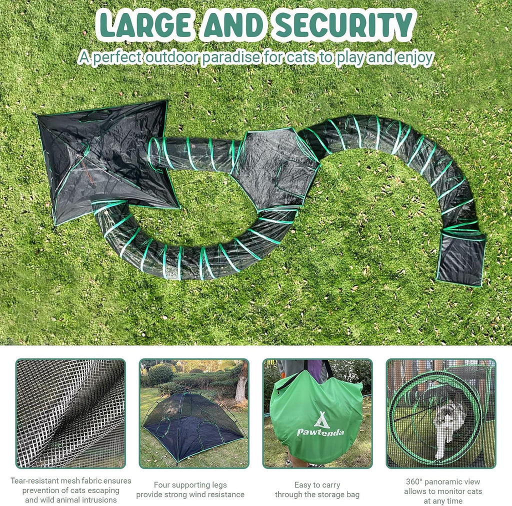 6-in-1 Cat Tent & Enclosure Outdoor, Foldable Playpen with Tunnels