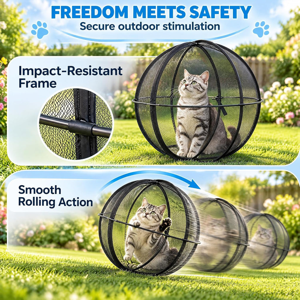 27'' Cat Hamster Ball for Outside, 360° Pop Up Cat Outdoor Play Enclosure