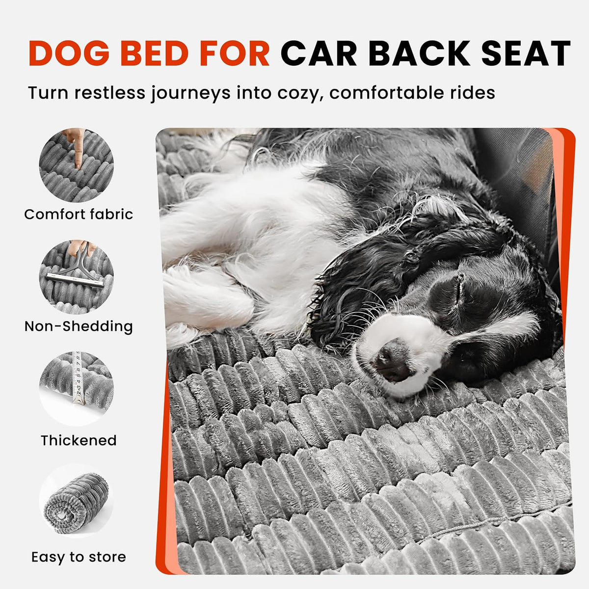 Backseat Dog Bed Mat for Car, Non-Slip Dog Bed for Car Back Seat