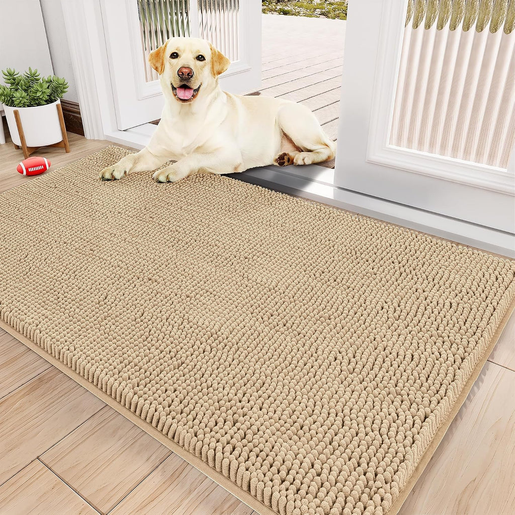 Amyracel Dog Door Mat for Muddy Paws 48" x 36",Chenille Absorbent Mud Mat