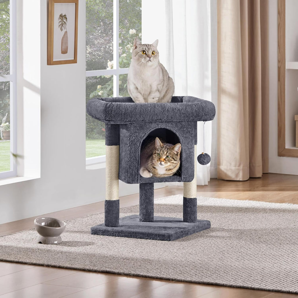 Yaheetech Small Cat Tree 23.5in for Kittens & Senior Cats, Low Profile Gray