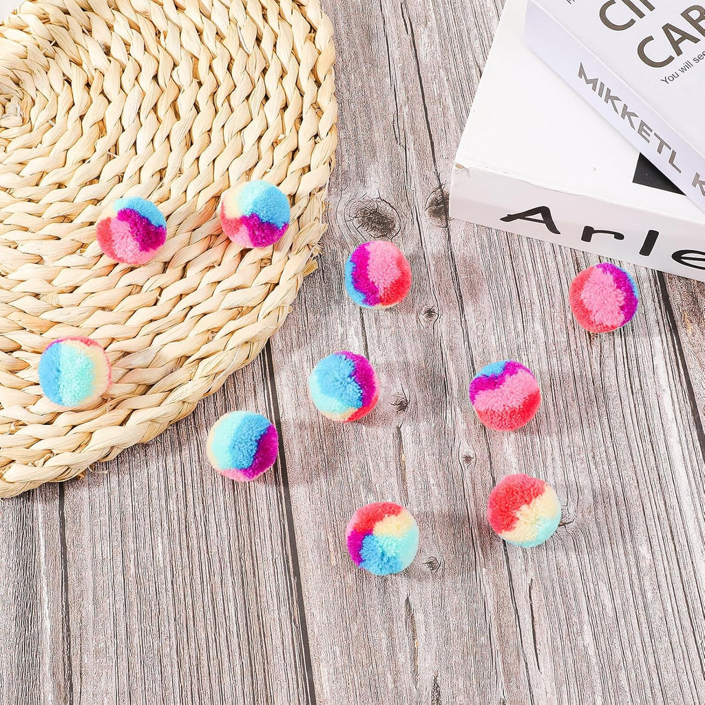 KALIONE 30 Pcs Soft Plush Cat Ball 1.2-inch Rainbow Cat Toy Balls Fuzzy Kitty Balls Kitten Puff Balls Colorful Cat Pom P