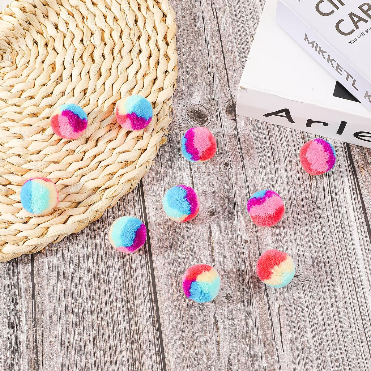 KALIONE 30 Pcs Soft Plush Cat Ball 1.2-inch Rainbow Cat Toy Balls Fuzzy Kitty Balls Kitten Puff Balls Colorful Cat Pom P