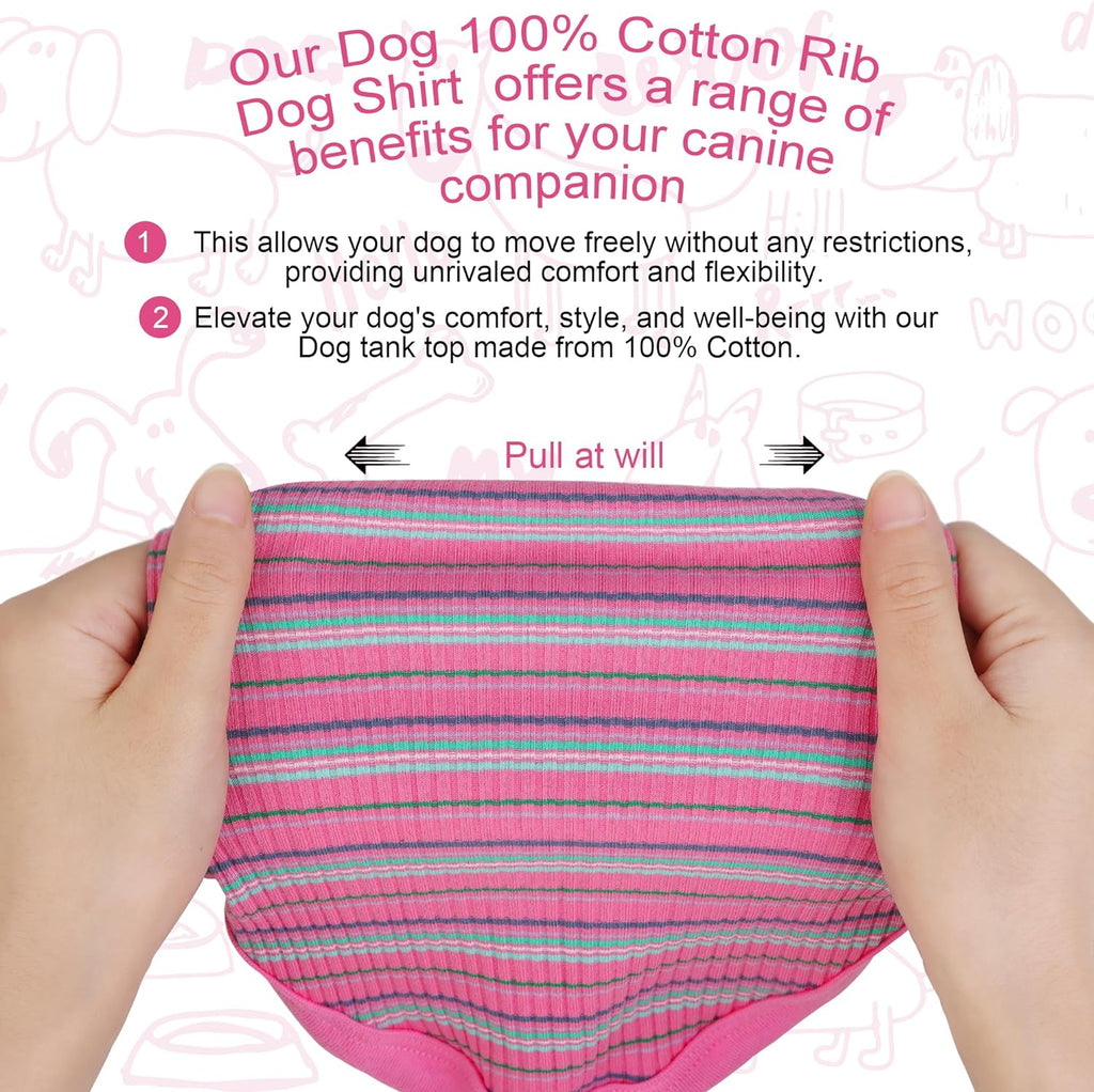 Premium 100% Cotton Rib Dog Shirt Vest for Small Breeds Pink XXS