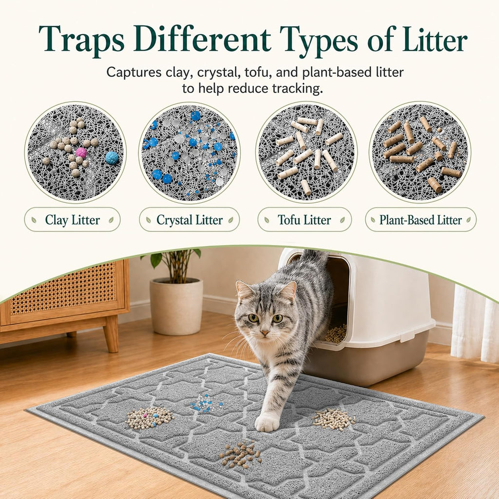 Yimobra Cat Litter Mat, Waterproof Litter Trapping Mat, 24x20, Grey