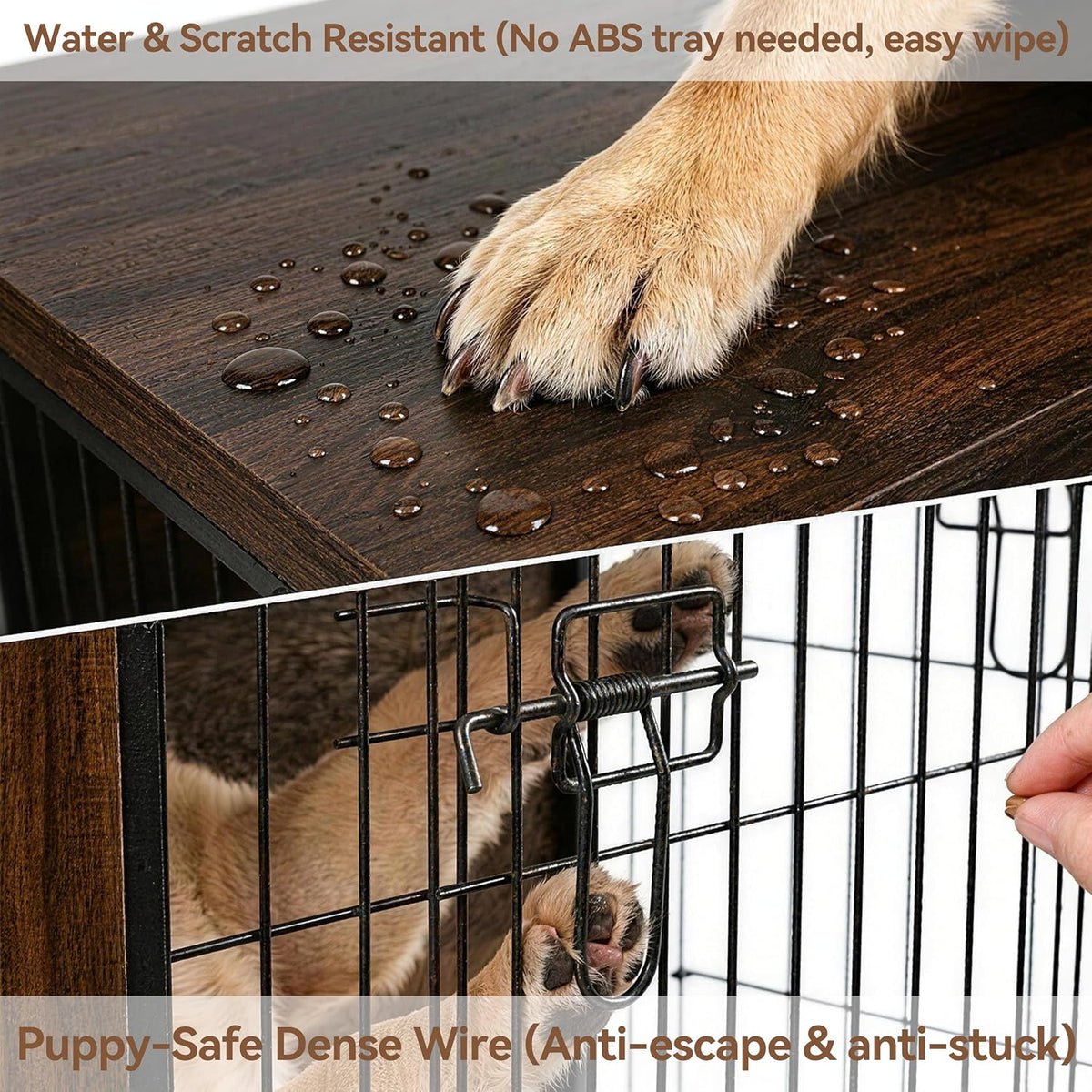 Dog Crate Furniture with Reversible Side Door, 28'' Heavy Duty Wooden Dog Kennel Indoor for Small Medium Dogs, Furniture