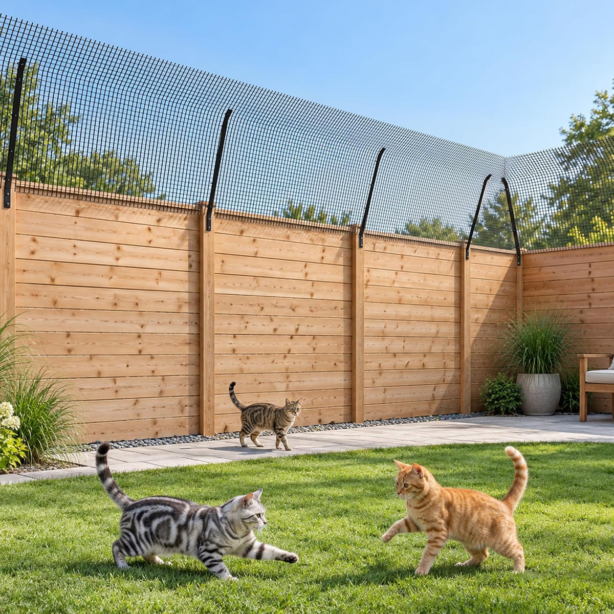 Cat Fence Outdoor Barrier 33FT, Anti Climb Fence Topper for Cats