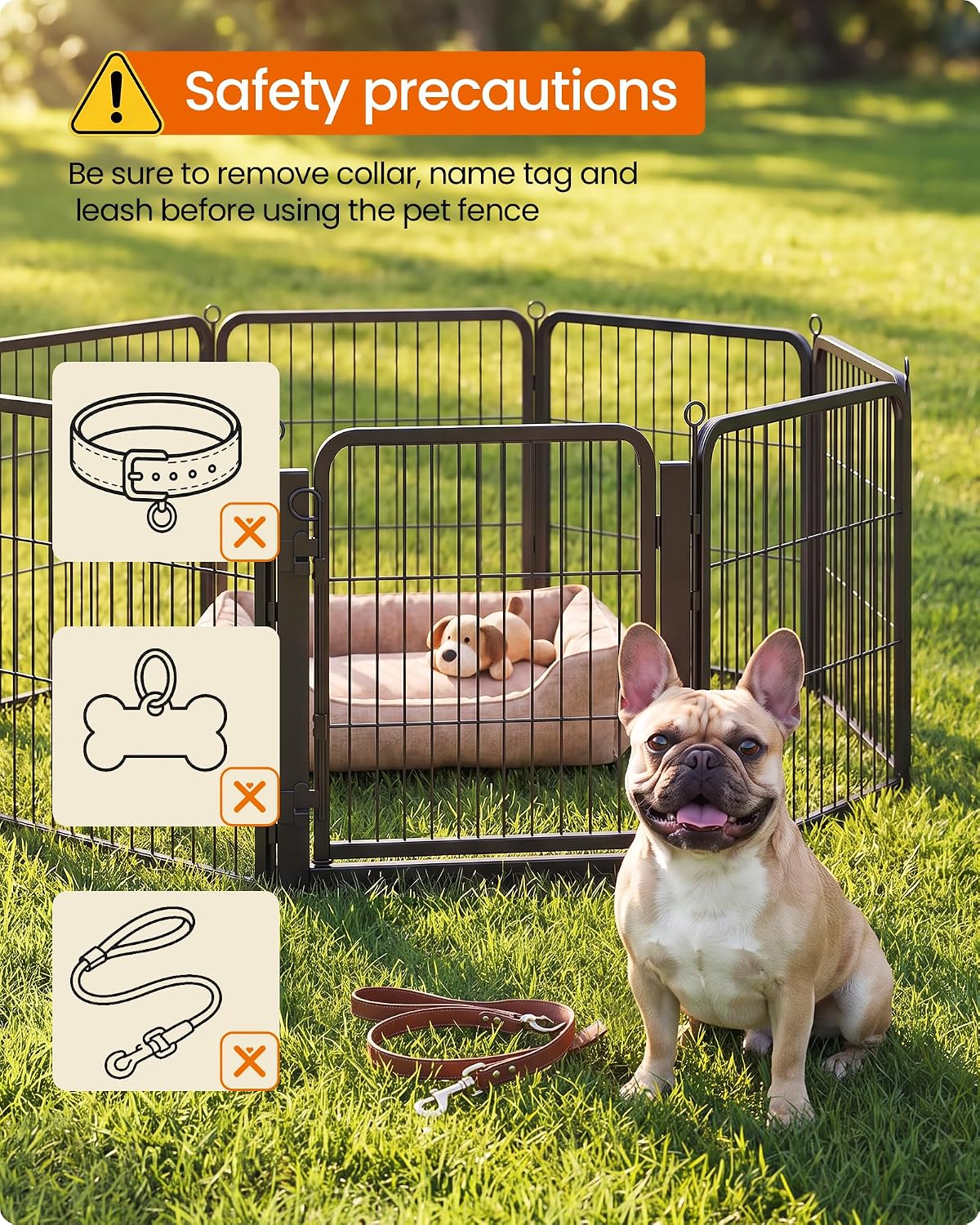Feandrea 8-Panel Dog Playpen, 67 x 67 x 40 Inch, Ink Black