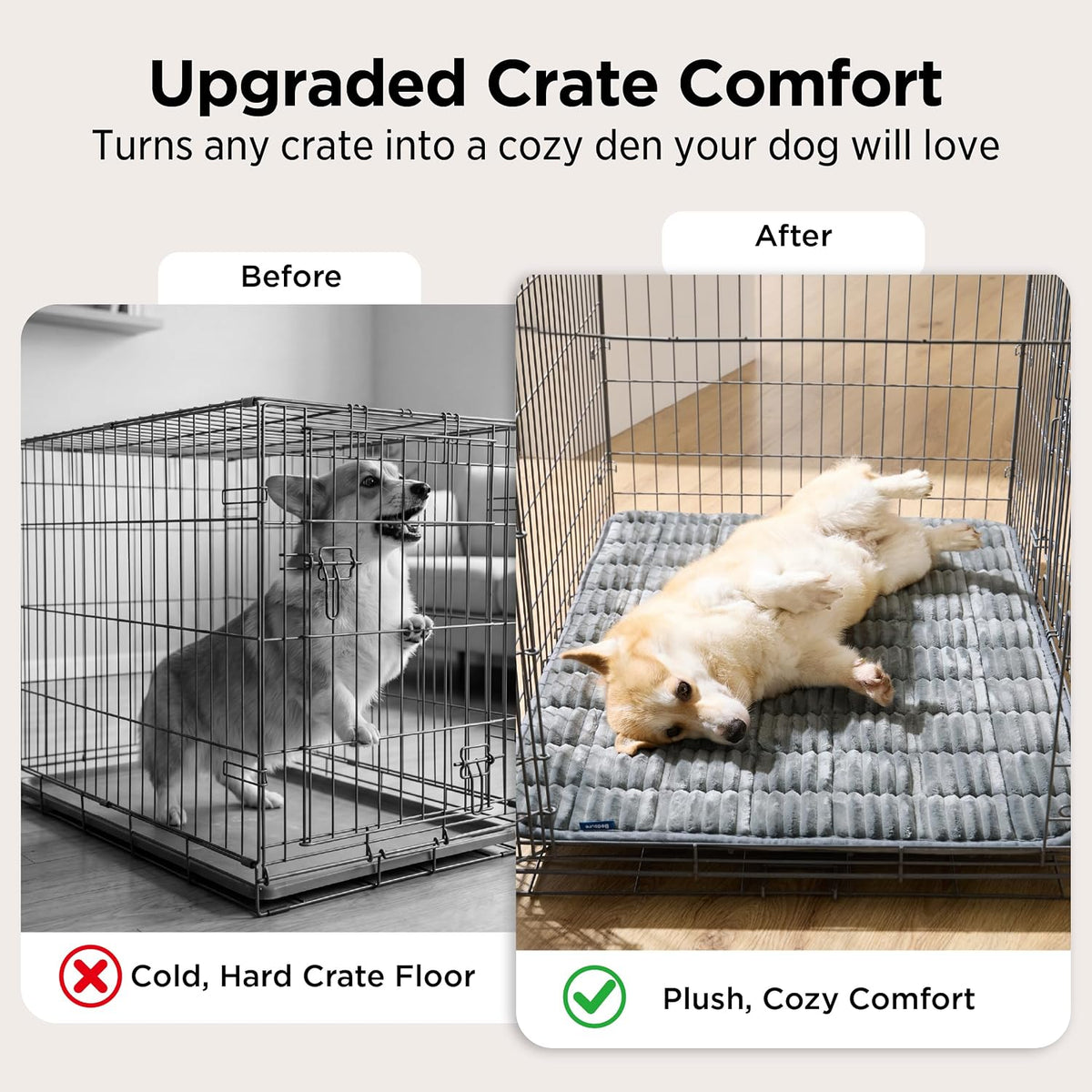 Bedsure ComfyFleece® Washable Dog Crate Pad,Soft Thin Medium Pet Mat,30"