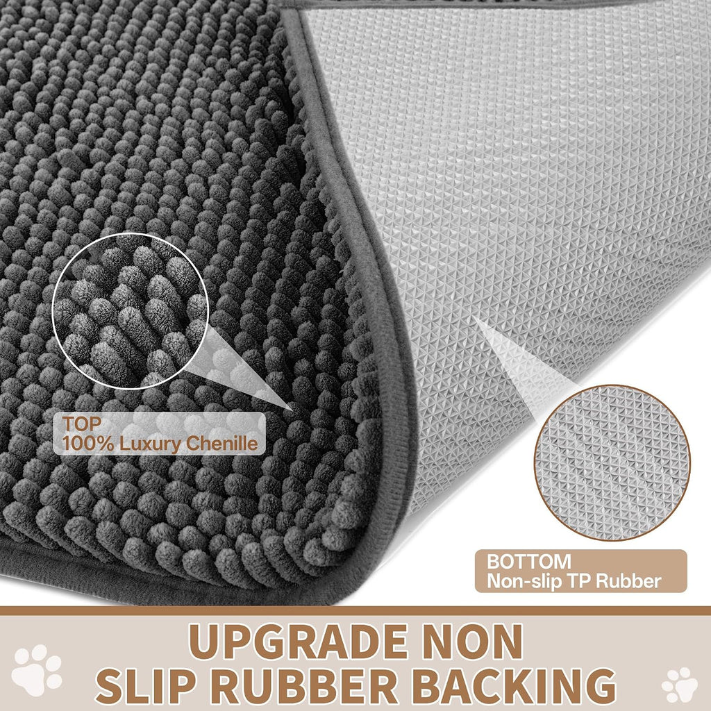 Amyracel Dog Door Mat for Muddy Paws 48" x 36",Chenille Absorbent Mud Mat