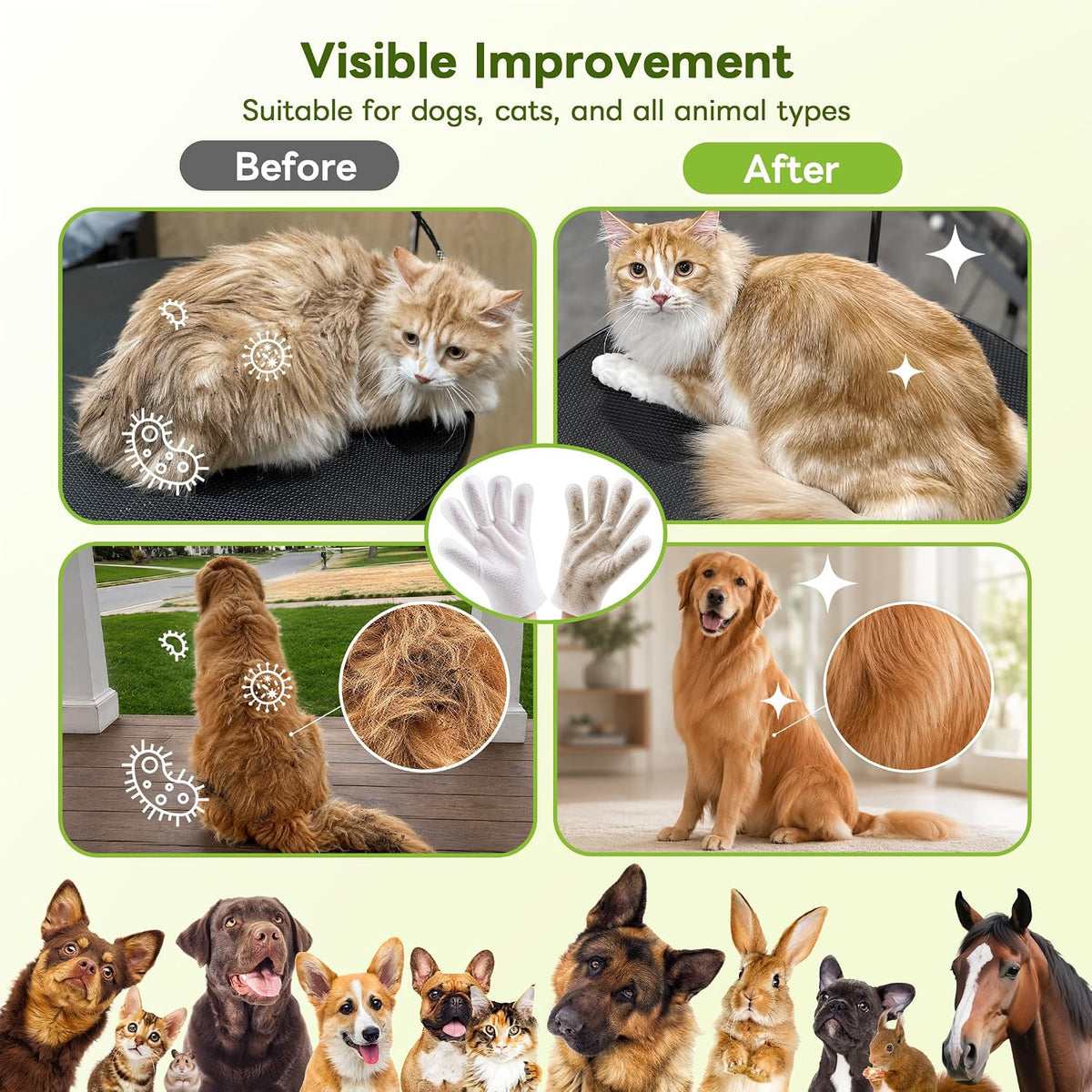 Dog Wipes for Dogs & Cats, Pet Glove Wipes for Paws, Body and Butt