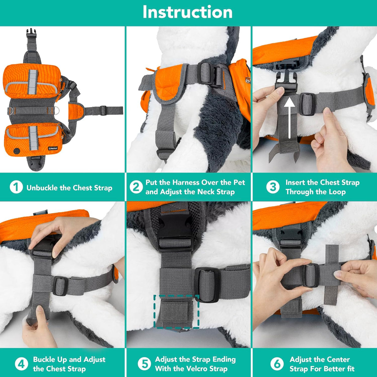 PetAmi Dog Backpack for Medium Large Dogs, Hiking Saddle Bag, Orange