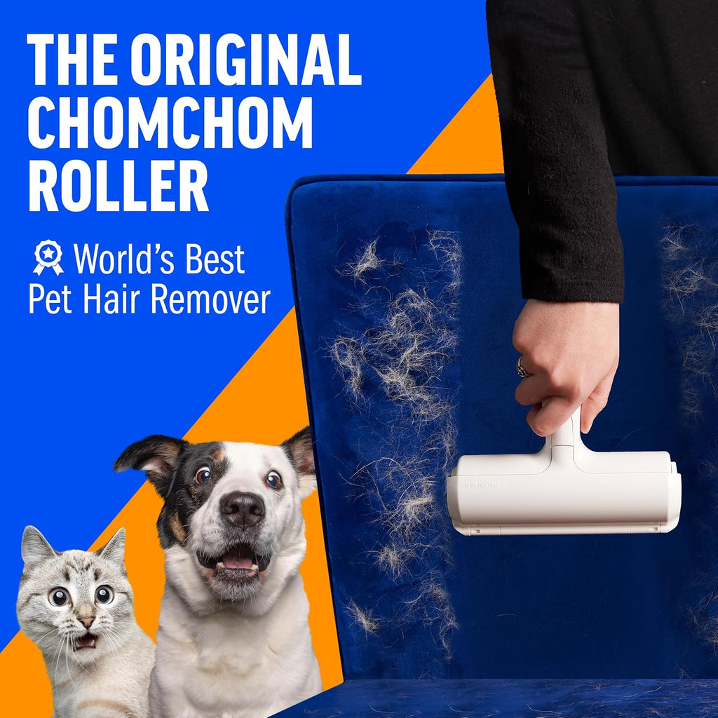 ChomChom Roller Pet Hair Remover – Original Size Reusable Lint Roller for Cat & Dog Hair on Furniture, Couch, Carpet, Ca