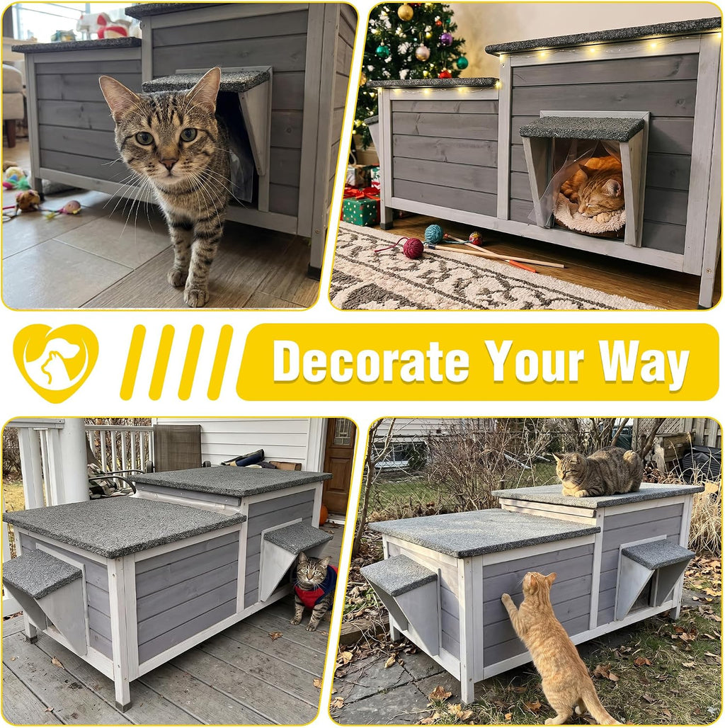 Aivituvin Heated Cat House Outdoor Weatherproof Insulated for Cats