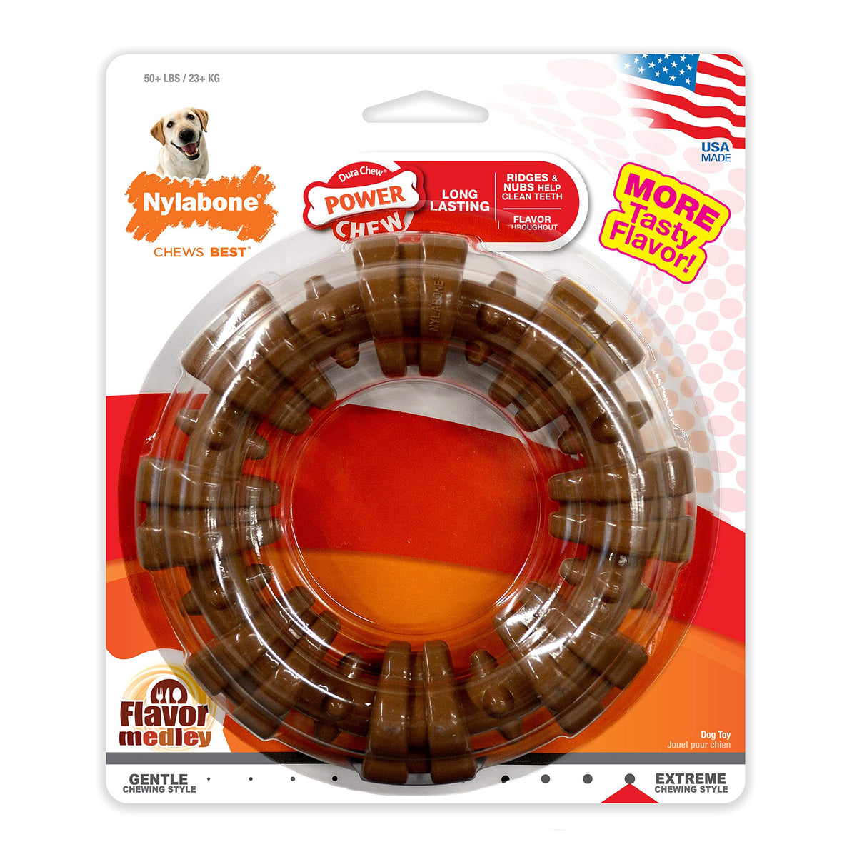 Nylabone Textured Ring Power Chew Toy for X-Large Dogs 50+ lbs