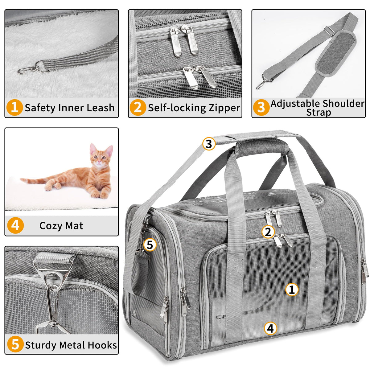 LEHNI Soft-Sided Cat/Dog/Pet Carrier, Collapsible Pets Travel Carriers