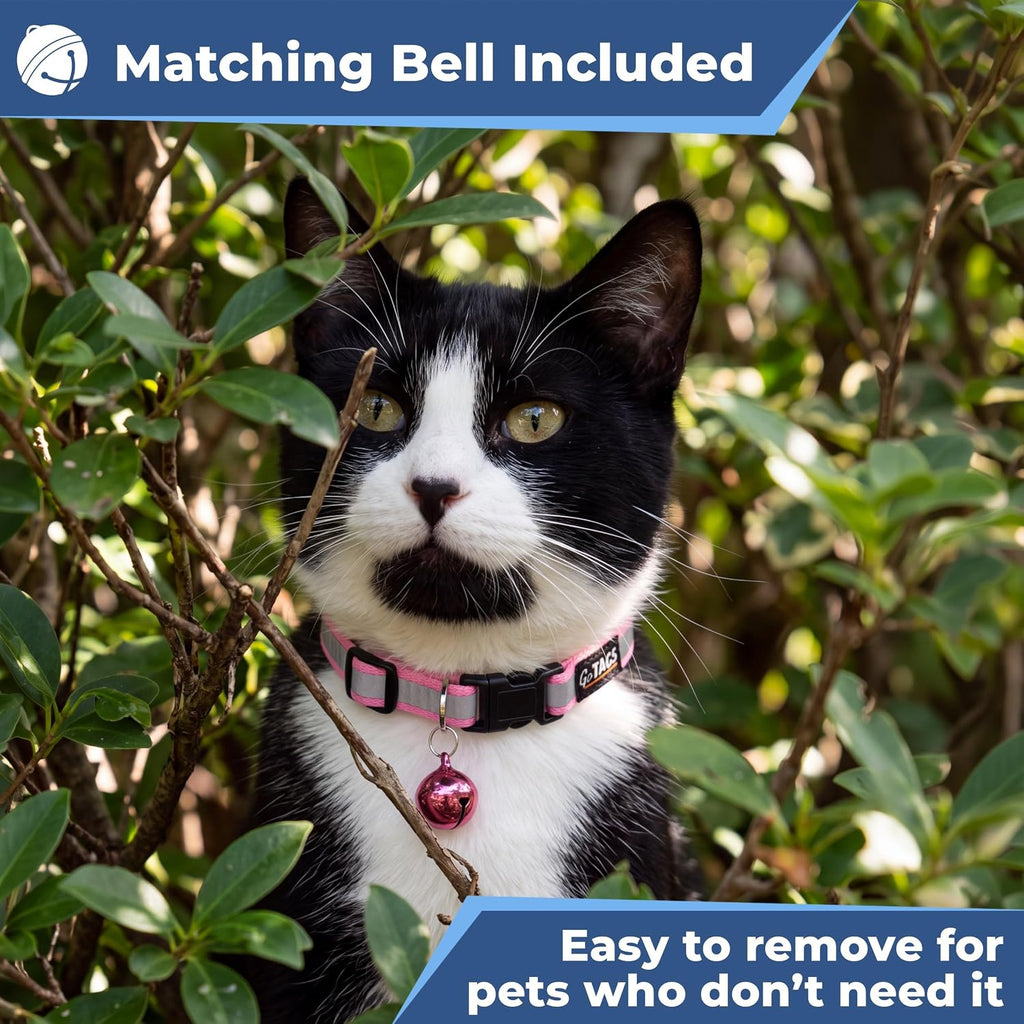 GoTags Cat Collar Personalized, Reflective Collar with Bell & Nameplate