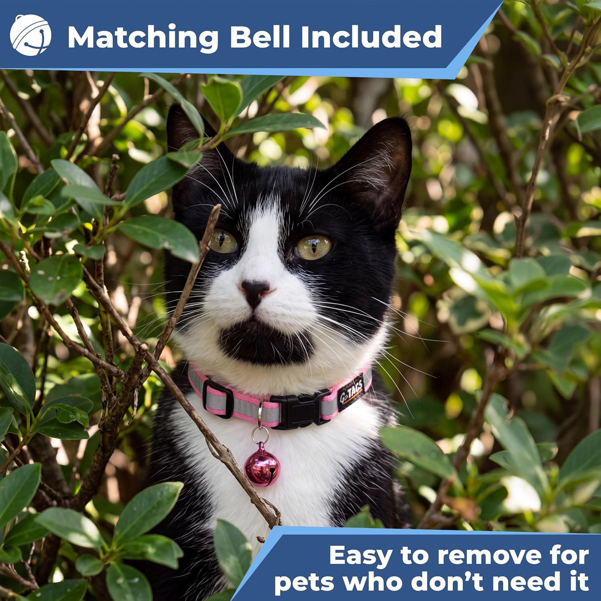 GoTags Cat Collar Personalized, Reflective Collar with Bell & Nameplate