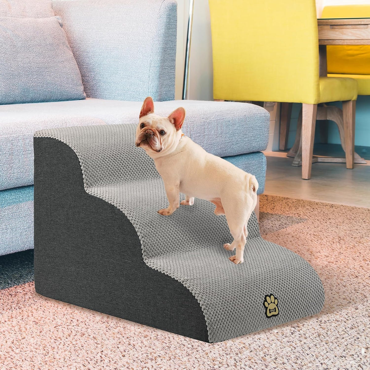 Pet Steps Dog Stairs for Sofa Couch and Bed High Density Sponge Pet Ramp with Removable Washable Cover Non-Slip Base Sta