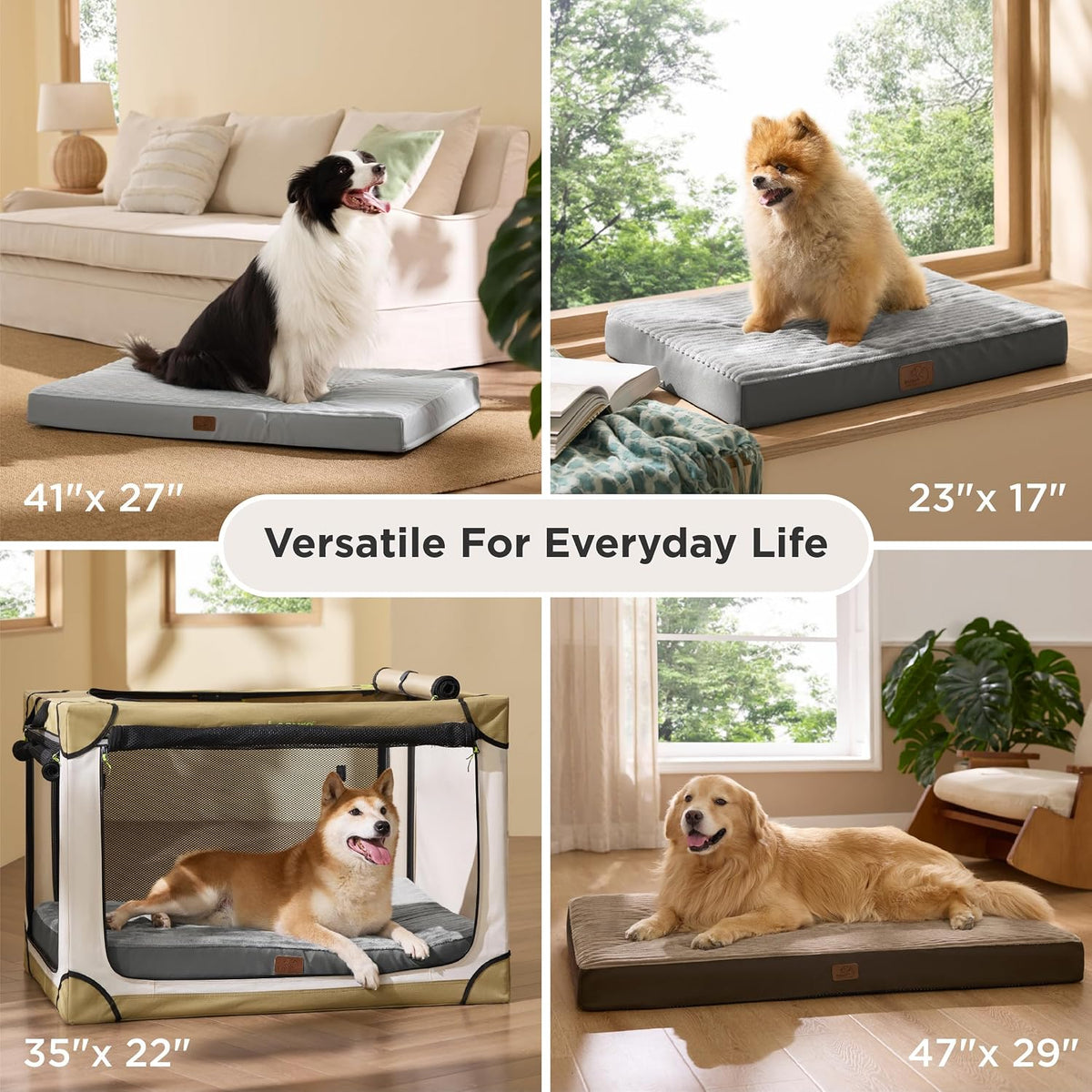 Bedsure ComfyFleece Large Dog Bed for Crate with Washable Cover, 35x22