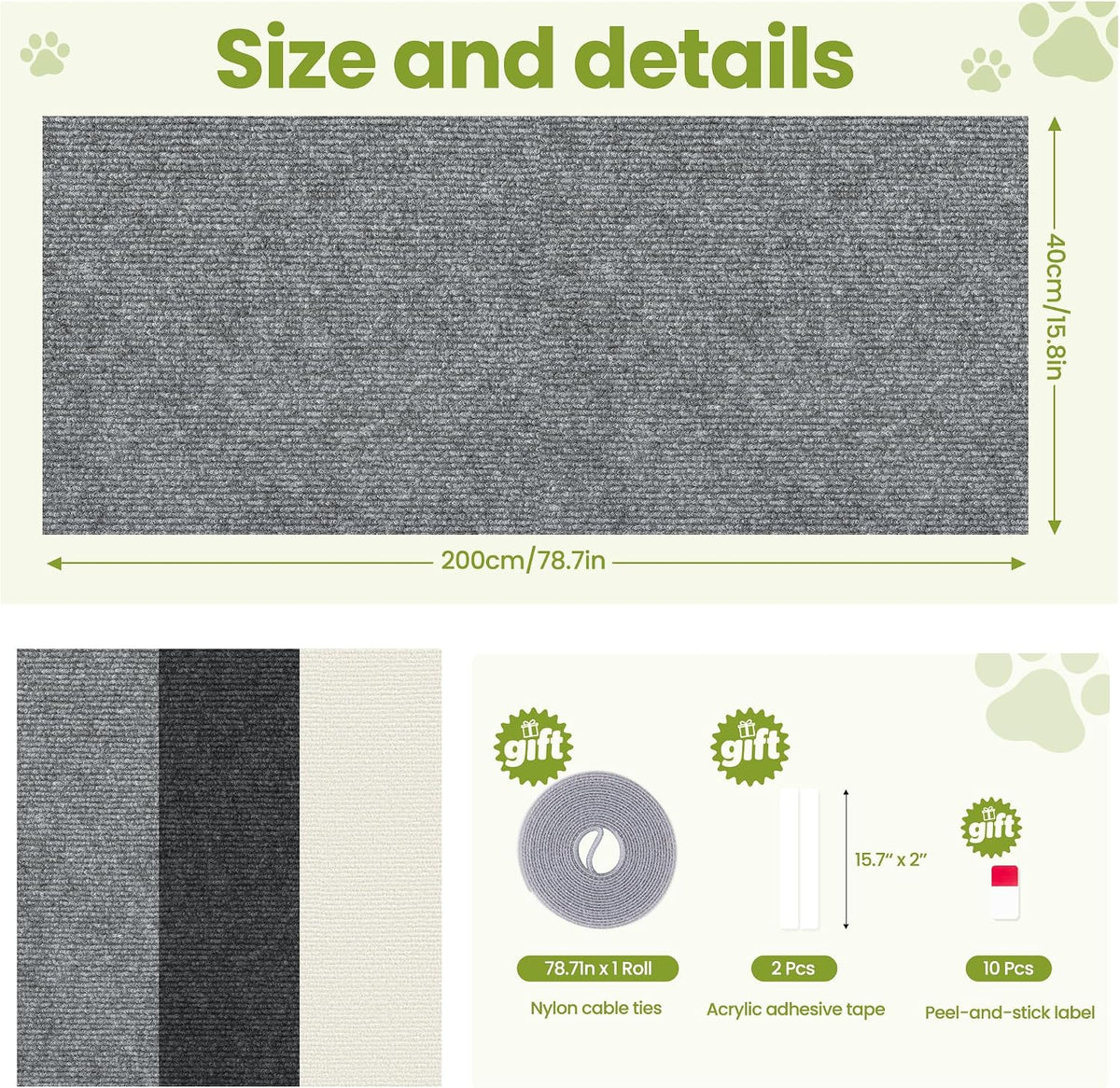 Cat Scratch Couch Furniture Protector, 78.7" x 15.8" Cat Scratcher Pad