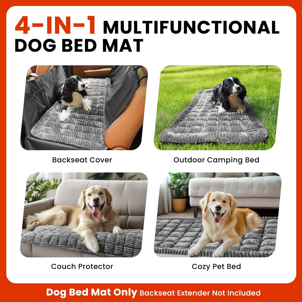 Backseat Dog Bed Mat for Car, Non-Slip Dog Bed for Car Back Seat