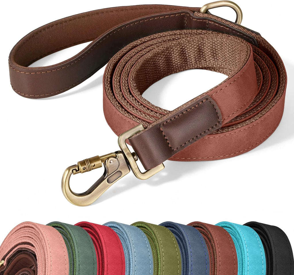 PU Leather Dog Leash for Medium Dogs, 5ft Soft Padded Handle, Green