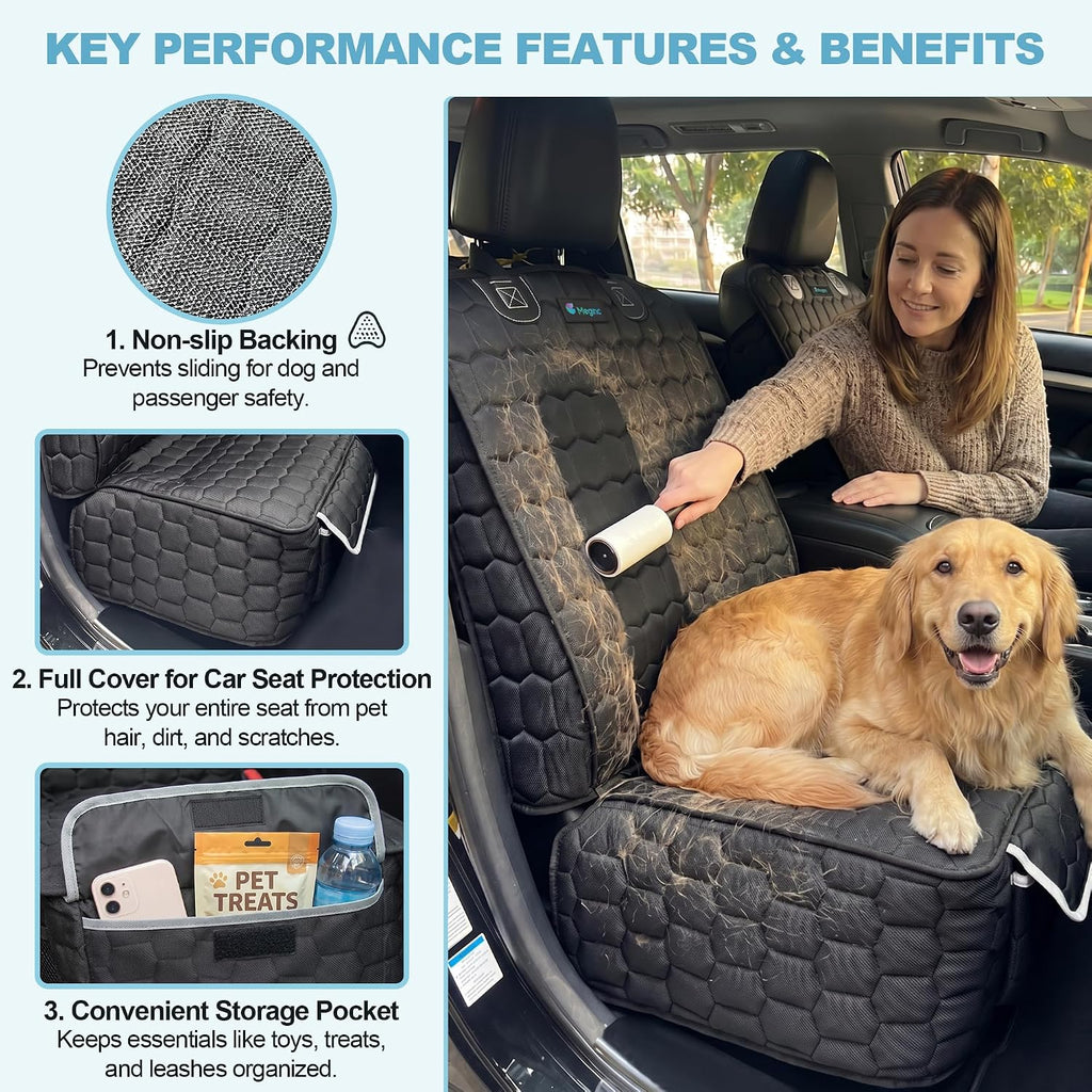 2-Pack Front Seat Covers for Dogs, Waterproof Car Seat Protectors