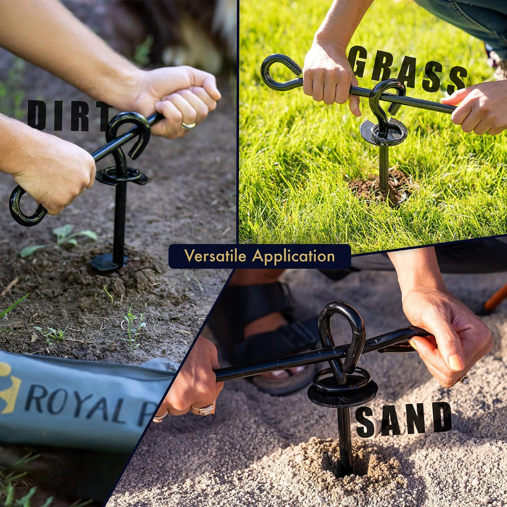 ROYAL-PAW Dog Tie Out Stake - for Large Dogs up to 210 lbs - Heavy Duty Dog Stake for Yard, Beach & Camping Outside - Be