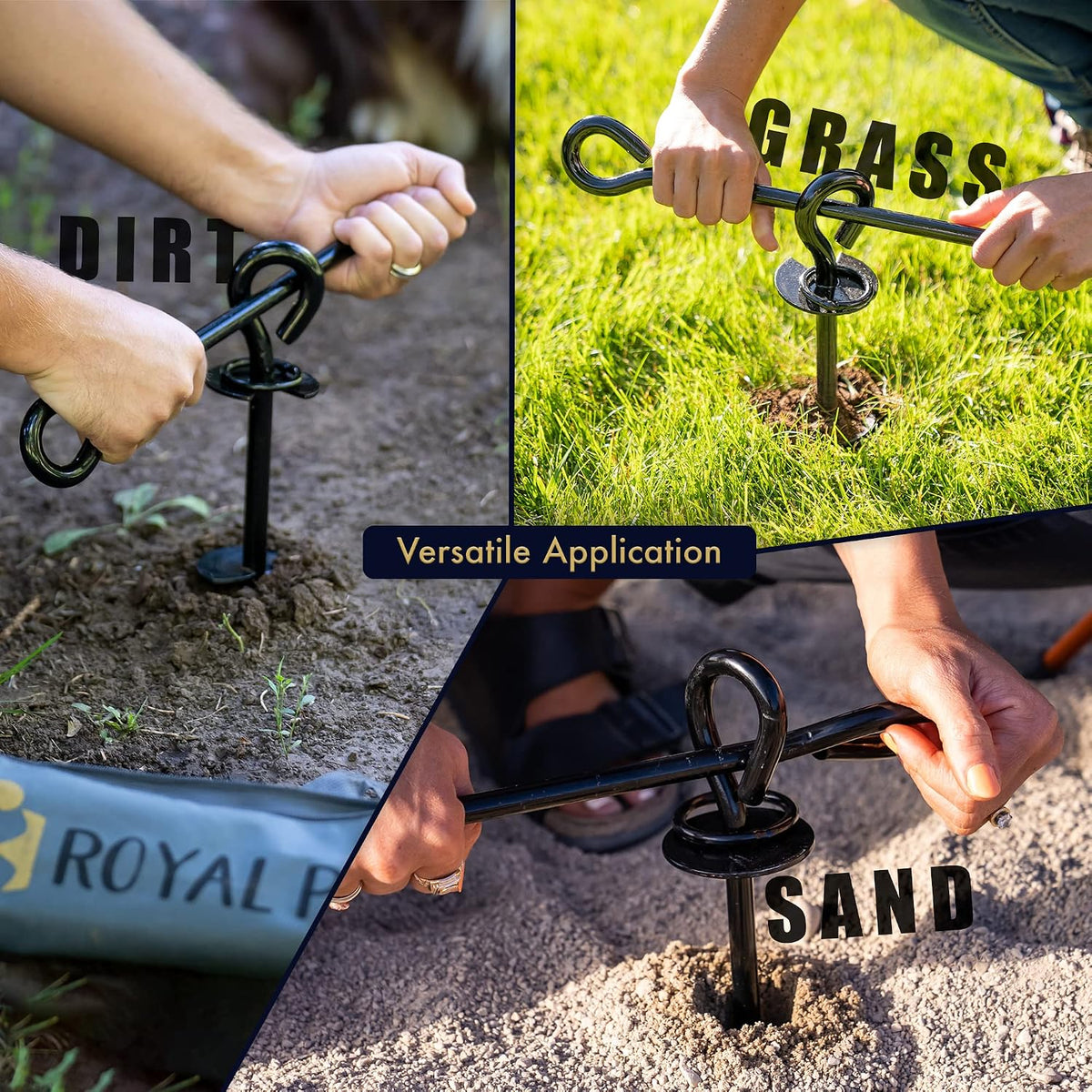 ROYAL-PAW Dog Tie Out Stake - for Large Dogs up to 210 lbs - Heavy Duty Dog Stake for Yard, Beach & Camping Outside - Be