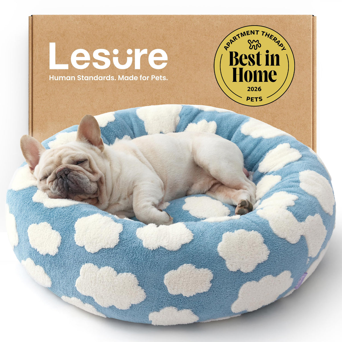 LE SURE Shown on TV Jacquard Donut Dog Beds Medium Sized Dog,Blue 30x30x8in